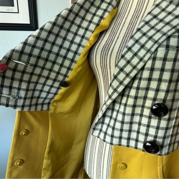 NWT Anthropologie Cartonnier Yellow Plaidblock Peacoat Jacket Mustard Yellow 0 - Picture 10 of 11